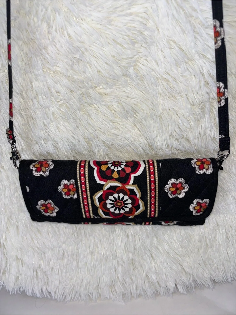 Vera Bradley Quilted Black Floral Crossbody Bag- Stylish Women's Bag